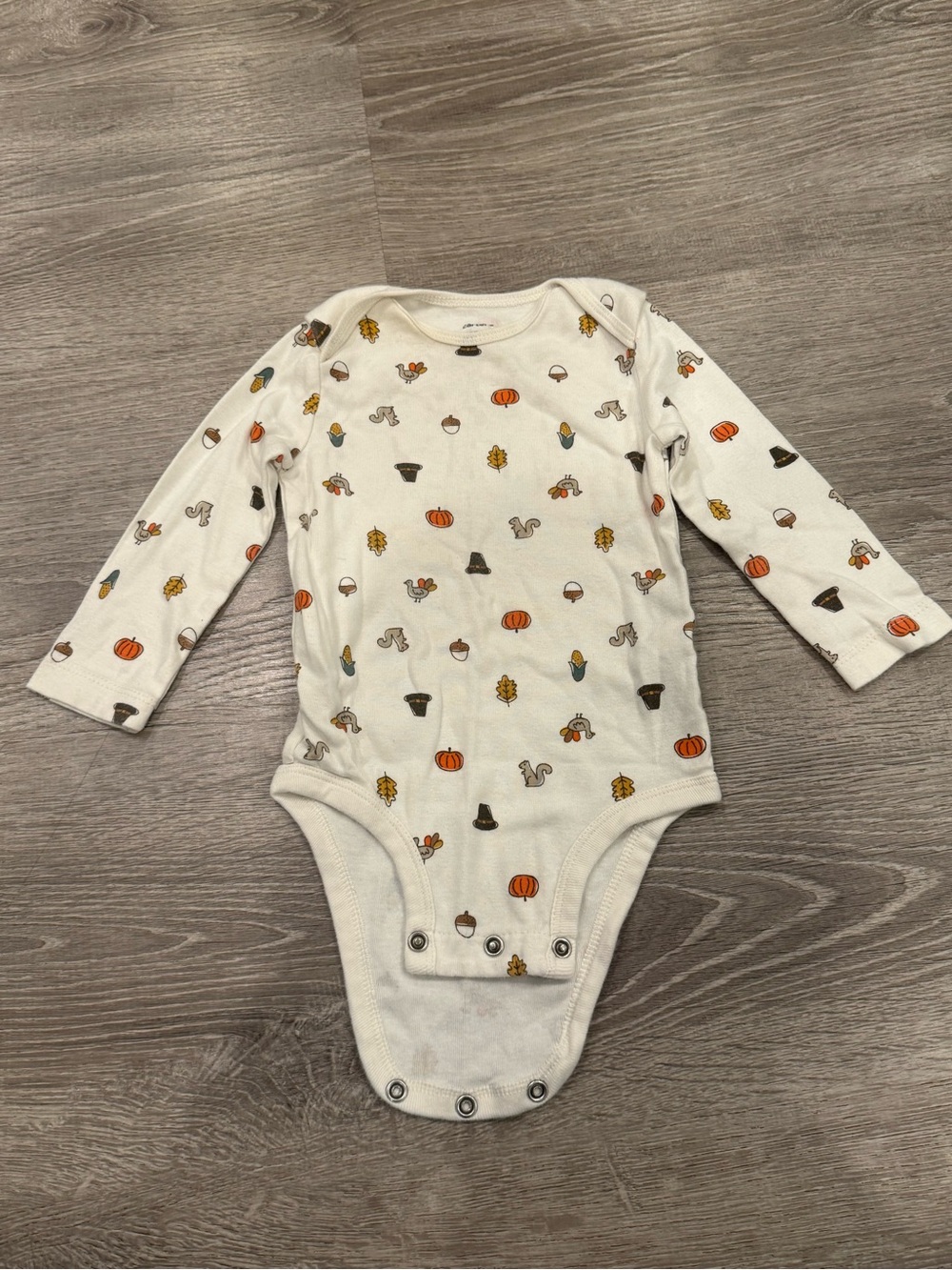 Carters Thanksgiving / Fall Long Sleeve Baby Onesie Size 12 Months